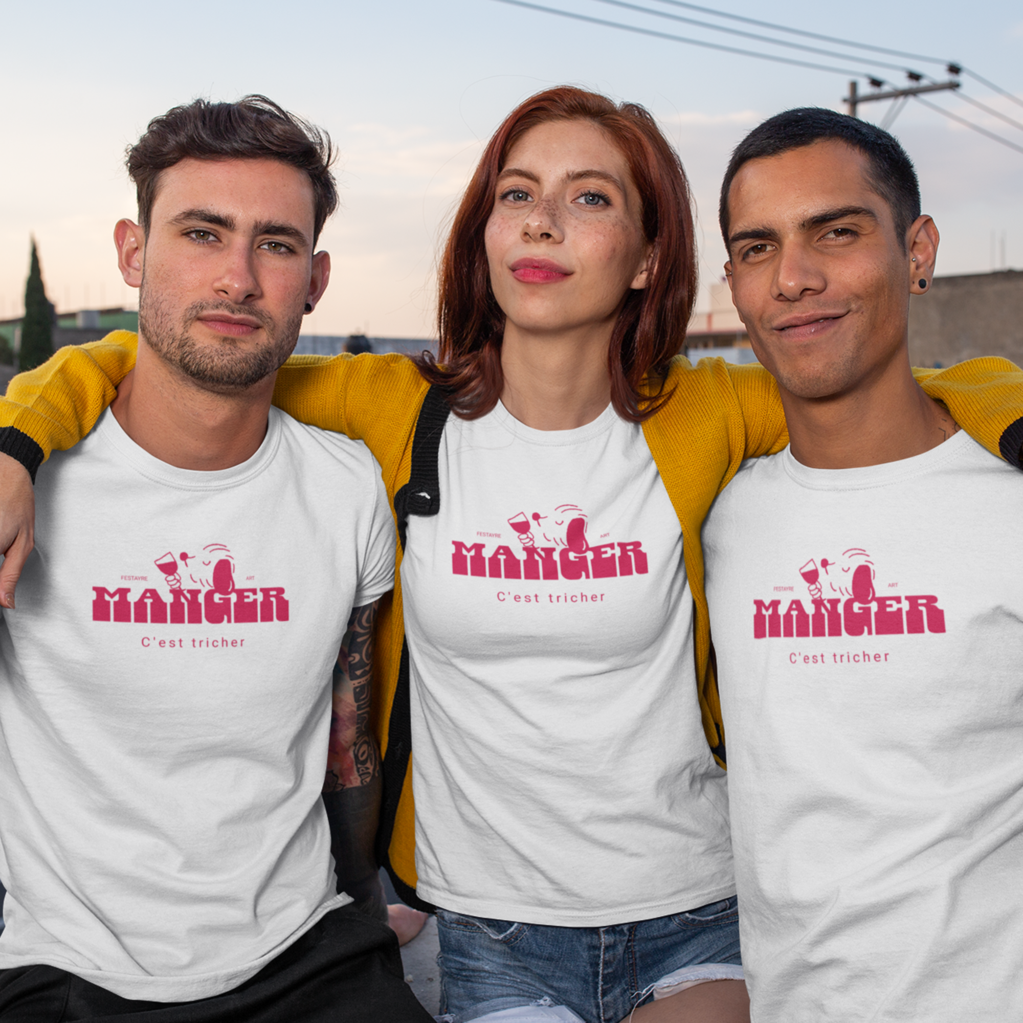 Férias – Manger c'est Tricher | Tee-shirt Blanc Fêtes du Sud-Ouest