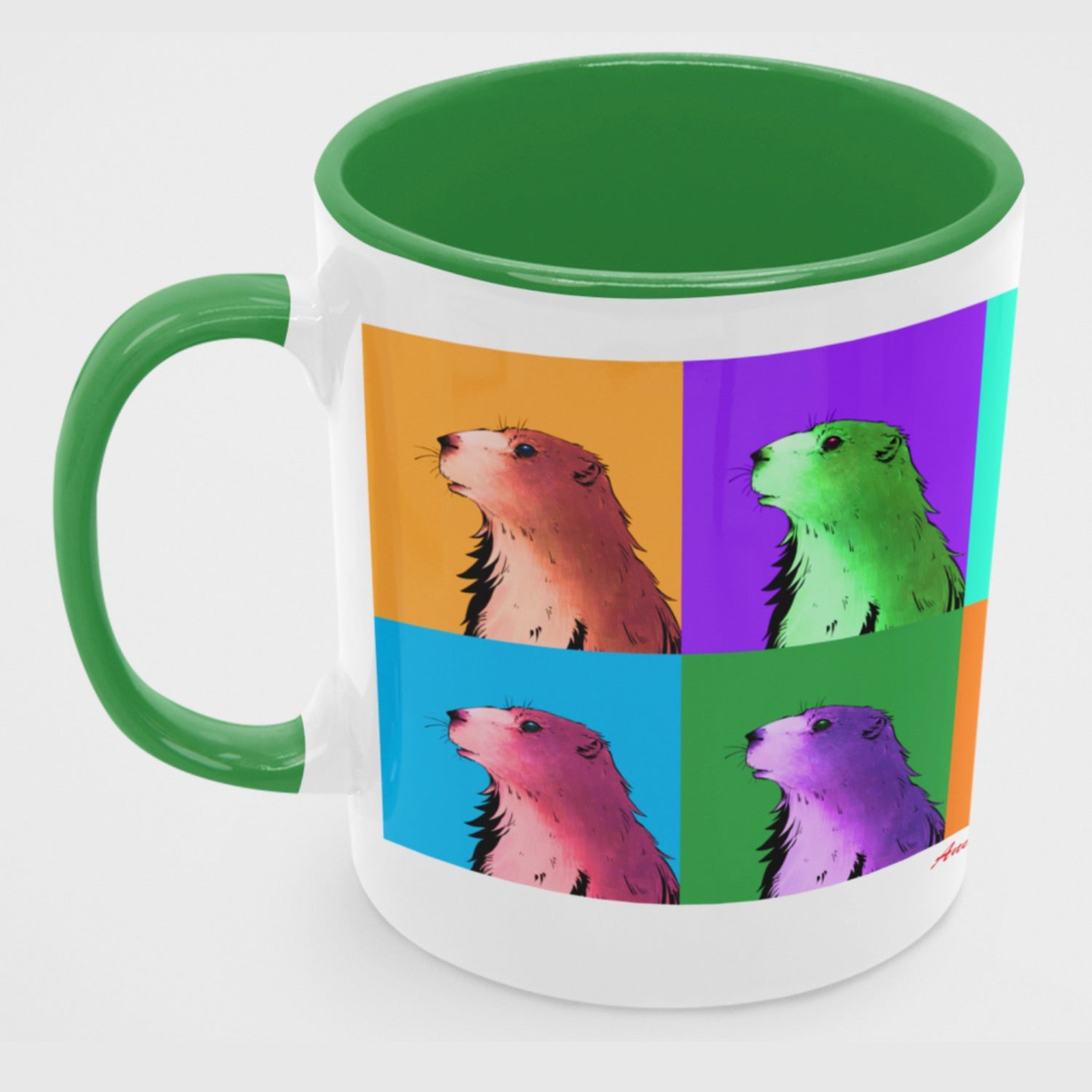 mug ceramique marmotte vert pop art sud ouest design graphique pyrénées