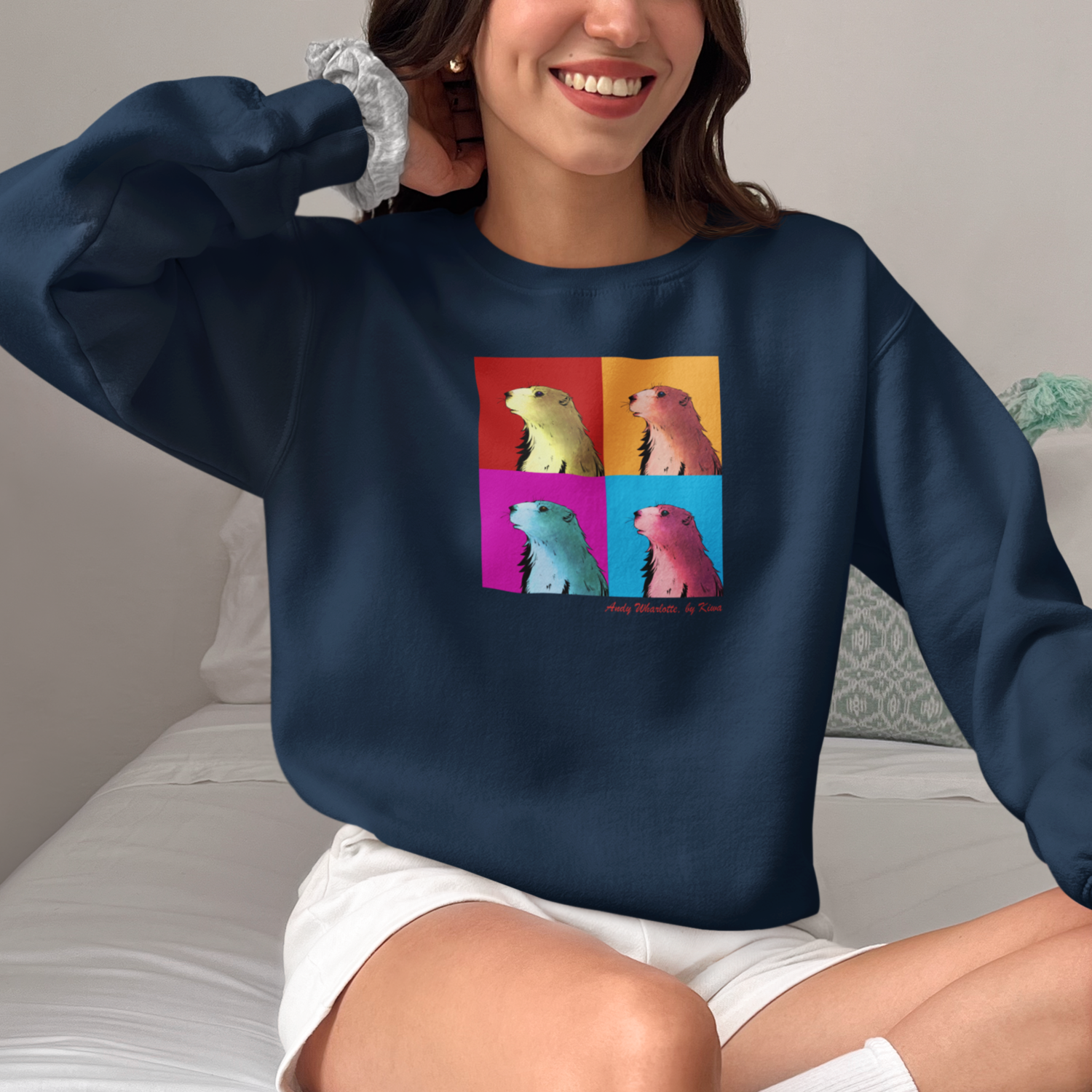 sweat noir marmotte pop art surf hossegor style sud ouest