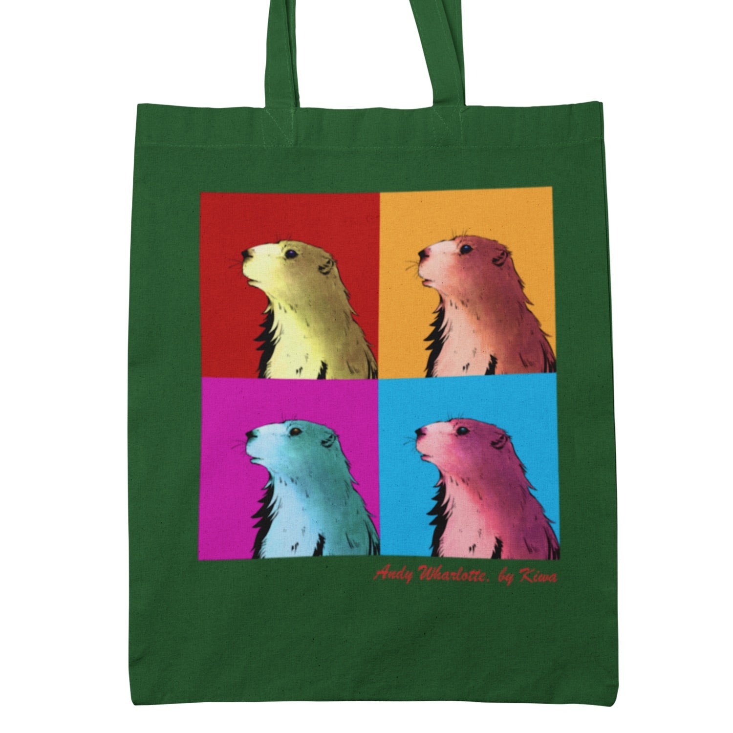 tote bag vert marmotte pop art montagne béarn pyrénée