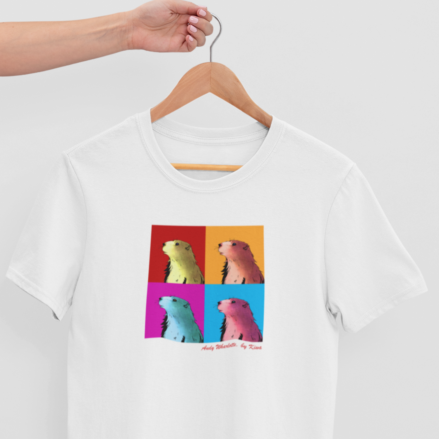 tshirt femme blanc marmotte pop art pyrénées surf hossegor